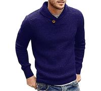 Runcati Herren Pullover Schalkragen Strickpullover Leichte Feinstrick Sweater Regular Fit Freizeit Winterpullover Einfarbig Elegant Pulli Shirt