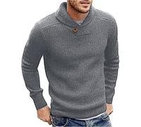 Runcati Herren Pullover Schalkragen Strickpullover Leichte Feinstrick Sweater Regular Fit Freizeit Winterpullover Einfarbig Elegant Pulli Shirt