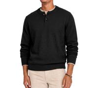 Runcati Herren Strickpullover Henley-Kragen Feinstrick | Rippbündchen, reguläre Passform, vielseitig, Büro, Freizeit, Herbst, Winter