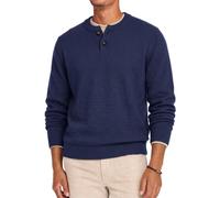 Runcati Herren Strickpullover Henley-Kragen Feinstrick | Rippbündchen, reguläre Passform, vielseitig, Büro, Freizeit, Herbst, Winter