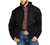 Runcati Herren Winterjacke Leichtgewicht Windproof Puffer Jacke Full Zip Up Puffy Coat für Schnee Ski Wandern Reisen Schwarz L