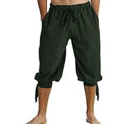 Runcati Kurze Hosen Herren Pluderhose mit Schnürung Wikinger Sommerhose Pirat Mittelalter Kostüm Freizeit Strand Shorts, Grün, XXL
