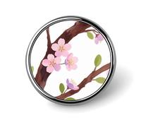 Runde Brosche, 2,5 cm, legiertes Metall, elegante Anstecknadel für Männer und Frauen, rosa Sakura-Zweig-Abzeichen für Hüte, Jacken, Hemden, vielseitiges Modeaccessoire