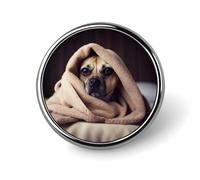 Runde Brosche mit Hund in einer Decke, klassische Mini-Anstecknadel, 2,5 cm, Aluminiumlegierung, personalisierbar, für Rucksack, Hut, Anzug, Jacke, Kleidung, Dekoration