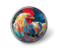 Runde bunte Huhn-Brosche, klassische Mini-Anstecknadel, 2,5 cm, Aluminiumlegierung, personalisierbar, für Rucksack, Hut, Anzug, Jacke, Kleidung, Dekoration