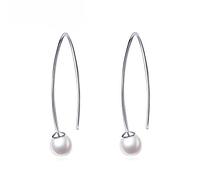 Runde Echte Natürliche Frischwasserperlenohrringe Für Frauen Elegante Partei 925 Sterlingsilber-Schmuck Weiß