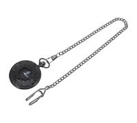 Runde Taschenuhr mit Deckel, Römische Ziffern Schwarz Geschenkideen | Metall, 24-stunden Doppelskala, Dicke Kette, Formeller Look, für Weste und Gürtel