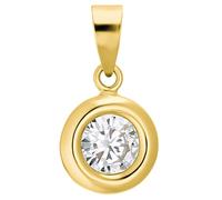 Runder Anhänger AMOR "Solitär-Optik, 2013527" Schmuckanhänger Gr. Gelbgold 375, 0,36 g, weiß (gelbgoldfarben, weiß, weiß) Damen Anhänger mit Zirkonia (synth.) (88001856-0)