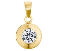 Runder Anhänger AMOR "Solitär-Optik", gold (gelbgoldfarben, kristallweiß, kristallweiß), Schmuckanhänger, Damen, Gelbgold 585, 0,6 g, mit Zirkonia (synth.) (40508724-0) gelbgoldfarben, kristallweiß, k