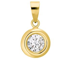 Runder Anhänger AMOR "Solitär-Optik", gold (gelbgoldfarben, kristallweiß, kristallweiß), Schmuckanhänger, Damen, Gelbgold 375, 0,43 g, mit Zirkonia (synth.) (88001856-0) gelbgoldfarben, kristallweiß,