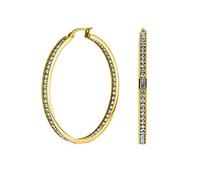 Runder Kanal Set CZ Inside Out Große Creolen Für Frauen Vergoldeter Edelstahl 2 Zoll Durchmesser