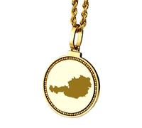 Rundes Medaillon mit gravierter Österreich-Karte aus 925er Sterlingsilber (25 mm) - Anhänger, vergoldet - Stadt- und Landkarten-Design - Schmuck für Reisende - Unisex - Geschenkidee | LK_EGMP_0175