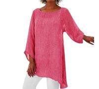 Rundhals Damen Tunika Shirt Longbluse Große Größen Festlich Kurzarm Longshirt 3/4 Ärmel Locker Tops Sitzende Oberteile Tuniken Casual Blusen T Shirts Bluse Einfarbig Tunika Tops