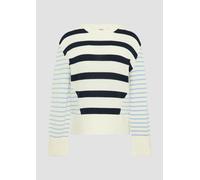 Rundhals-Pullover im Streifenmix 36 creme|blau 2161093.59G0.36