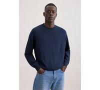 Strickpullover SEIDENSTICKER "Schwarze Rose", Herren, Gr. L, dunkelblau, 60% Baumwolle, 40% Leinen, unifarben, regular fit, Rundhals, Pullover Strickpullover, 1/1 Rundhals Uni (63752534-L) dunkelblau