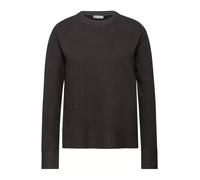 Rundhalspullover STREET ONE, Damen, Gr. 34, schwarzest braun, Strick, Obermaterial: 33% Polyester, 31% Polyacryl, 24% Baumwolle, 12% Polyamid, unifarben, regular fit normal, Rundhals, Rippbündchen, Pu