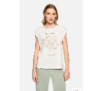 Cartoon Kurzarmshirt Damen mit Placement 100% Baumwolle Rundhals Loose Fit Patch Cream/Gold Gr. 38