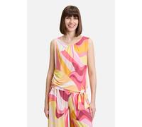 T-Shirt BETTY BARCLAY "Betty Barclay Rundhals-Shirt mit Raffung", Damen, Gr. 42, rosé, gelb, Obermaterial: 94% Polyester, 6% Elasthan., feminin, loose fit normal, Rundhals, ohne Ärmel, Shirts, Materia