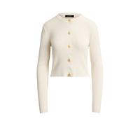 Rundhals-Strickjacke in Rippenstrick XL Cream