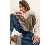 Rundhals Strickpullover mit Rautenmuster S/M