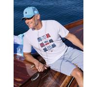 Rundhals-T-Shirt mit Frontprint in reiner Baumwolle