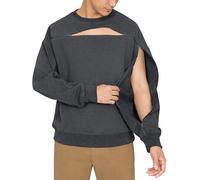 Rundhalsausschnitt, Zugang zu Dialyse, Chemo und Infusion, Baumwoll-Sweatshirt mit Reißverschluss von Handgelenk zu Handgelenk, Grau, X-Large