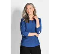 Rundhalsbluse aus strukturiertem Viskosemix blau 40
