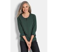 Schlupfbluse GOLDNER "Viskosebluse mit 3/4-Ärmeln, Rundhals", Damen, Gr. 38, grün, Obermaterial: 87% Viskose CV. 13% Polyamid PA., figurumspielend, Manschette, Blusen Schlupfbluse, Ziernaht (41623066-