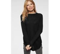 Rundhalspullover ANISTON CASUAL, Damen, Gr. 46, schwarz, Feinstrick, Obermaterial: 100% Polyacryl, Strukturmuster, unifarben, figurumspielend Po-bedeckend, Rundhals, Raglanärmel Rippstrickbündchen, Pu