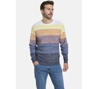 Rundhalspullover BABISTA "Pullover CARIENO" Gr. L, bunt (orange blau gestreift), Herren, Obermaterial: 70% Baumwolle CO. 30% Polyacryl PAN., gestreift, Pullover, im Colorblocking-Stil (59553724-L) ora