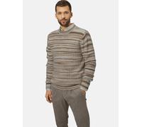 Rundhalspullover BABISTA "Pullover MODAORO", Herren, Gr. 58, grau (beige gestreift), Obermaterial: 53% Polyacryl PAN. 33% Polyamid PA. 14% Wolle mw., Pullover Rundhalspullover (21968912-58) beige gest