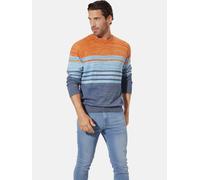 Rundhalspullover BABISTA "Pullover WALNOR", Herren, Gr. M, blau (blau orange gestreift), Obermaterial: 100% Baumwolle CO., gestreift, Pullover Rundhalspullover (44108801-M) blau orange gestreift
