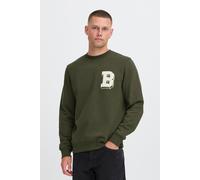 Rundhalspullover BLEND "BHBade", Herren, Gr. M, forest night, Sweatware, 60% Baumwolle, 40% Polyester, unifarben, normal normal, Rundhals, Pullover Rundhalspullover, Lässiger Sweatpullover mit Sticker