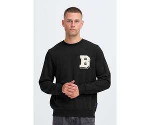 Rundhalspullover BLEND "BHBade", Herren, Gr. M, schwarz, Sweatware, 60% Baumwolle, 40% Polyester, unifarben, normal normal, Rundhals, Pullover Rundhalspullover, Lässiger Sweatpullover mit Stickerei (2