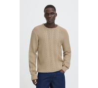 Rundhalspullover BLEND "BHBASIM CREW", Herren, Gr. M, beige (crockery melange), Strick, Obermaterial: 50% Baumwolle, 47% Polyacryl, 3% Nylon, meliert, regular fit normal, Rundhals, Bündchen, Pullover