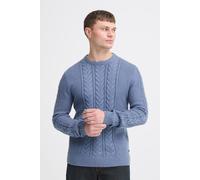 Rundhalspullover BLEND "BHBASIM CREW", Herren, Gr. XL, blau (copen blau), Strick, Obermaterial: 50% Baumwolle, 47% Polyacryl, 3% Nylon, meliert, regular fit normal, Rundhals, Bündchen, Pullover Rundha