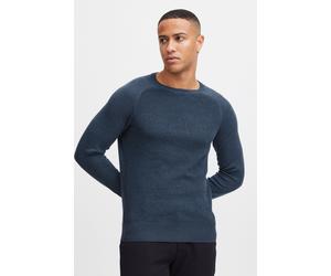 Rundhalspullover BLEND "BHGandolf", Herren, Gr. 3XL, blau (navy), Feinstrick, 100% Baumwolle, regular fit, Rundhals, Raglanärmel, Pullover Rundhalspullover, Strickpullover mit farblich abgesetzten Akz