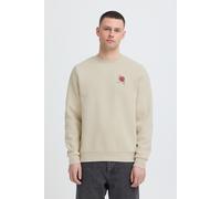 Rundhalspullover BLEND "BHJapa Backprint", Herren, Gr. M, oyster gray, Sweatware, 60% Baumwolle, 40% Polyester, normal normal, Rundhals, Pullover Rundhalspullover, Crewneck Pullover mit Backprint (416