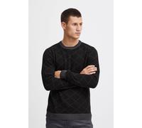 Rundhalspullover BLEND "BHNison", Herren, Gr. L, schwarz, Feinstrick, 100% Baumwolle, kariert, regular fit normal, Rundhals, eng, Pullover Rundhalspullover, Feinstrick Pullover mit Rundhalsausschnitt