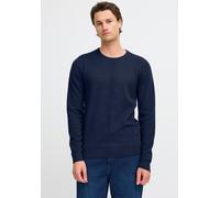 Rundhalspullover BLEND "BHREDHILL crewneck", Herren, Gr. XXL, blau (marineblaus), Strick, Obermaterial: 100% Baumwolle, unifarben, regular fit normal, Rundhals, Rippbündchen, Pullover Rundhalspullover