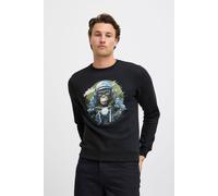 Rundhalspullover BLEND "BHSweatshirt", Herren, Gr. L, schwarz, Sweatware, 60% Baumwolle, 40% Polyester, bedruckt, regular fit normal, Rundhals, eingesetzt, Pullover Rundhalspullover, Lässiger Sweatpul