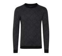 Rundhalspullover BLEND "BHNison", Herren, Gr. XXL, charcoal mix, Feinstrick, 100% Baumwolle, kariert, regular fit normal, Rundhals, eng, Pullover Rundhalspullover, Feinstrick Pullover mit Rundhalsauss
