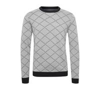 Rundhalspullover BLEND "BHNison", Herren, Gr. XXL, stone mix, Feinstrick, 100% Baumwolle, kariert, regular fit normal, Rundhals, eng, Pullover Rundhalspullover, Feinstrick Pullover mit Rundhalsausschn