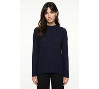 Rundhalspullover BOSS ORANGE "Fisurina Premium Damenmode", Damen, Gr. S, blau (dunkelblau 408), Strick, Obermaterial: 56% Schurwolle, 44% Polyamid, unifarben, hüftlang, Rundhals, gerader Abschluss, Pu