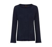 Rundhalspullover BOSS ORANGE "Fisurina Premium Damenmode", Damen, Gr. XL, dunkelblau 408, Strick, Obermaterial: 56% Schurwolle, 44% Polyamid, unifarben, hüftlang, Rundhals, gerader Abschluss, Pullover