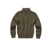 Rundhalspullover BRANDIT "Brandit Unisex Kids Marine Troyer Pullover", Jungen, Gr. 122/128, olive, 100% Polyacryl, unifarben, normal, amerikanischer Ausschnitt, Pullover Rundhalspullover (20640417-122