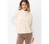 Rundhalspullover BRAX "Style ELISA", Damen, Gr. 42, beige (ecru), Strick, 64% Baumwolle, 23% Polyamid, 10% Wolle, 3% Elasthan, Rundhals, Pullover Rundhalspullover, Cosy Cotton: Pullunder im Baumwolle-