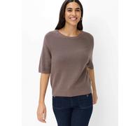 Rundhalspullover BRAX "Style ELISA", Damen, Gr. 48, braun (taupe), Strick, 100% Baumwolle, Rundhals, Pullover Rundhalspullover (11592940-48) taupe