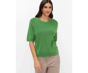 Rundhalspullover BRAX "Style ELISA", Damen, Gr. 48, grün (hellgrün), Strick, 100% Baumwolle, Rundhals, Pullover Rundhalspullover (14006952-48) hellgrün