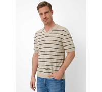 Brax Regular Fit Strickpullover Rundhalsbeige, Gestreift